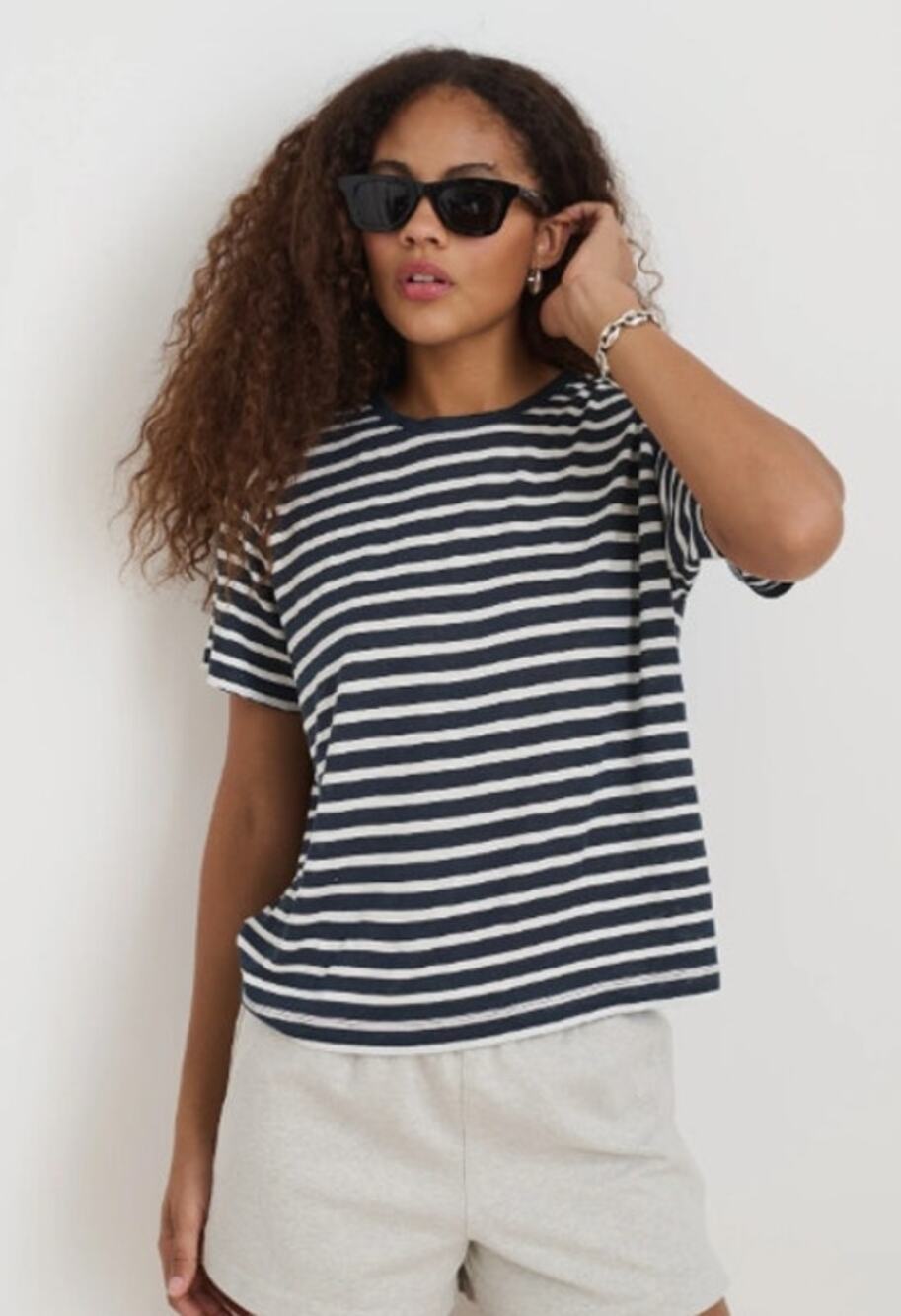 NEW! Alex Mill 'Garcon' Stripe Linen Blend T-Shirt in BLUE STRIPE (S)